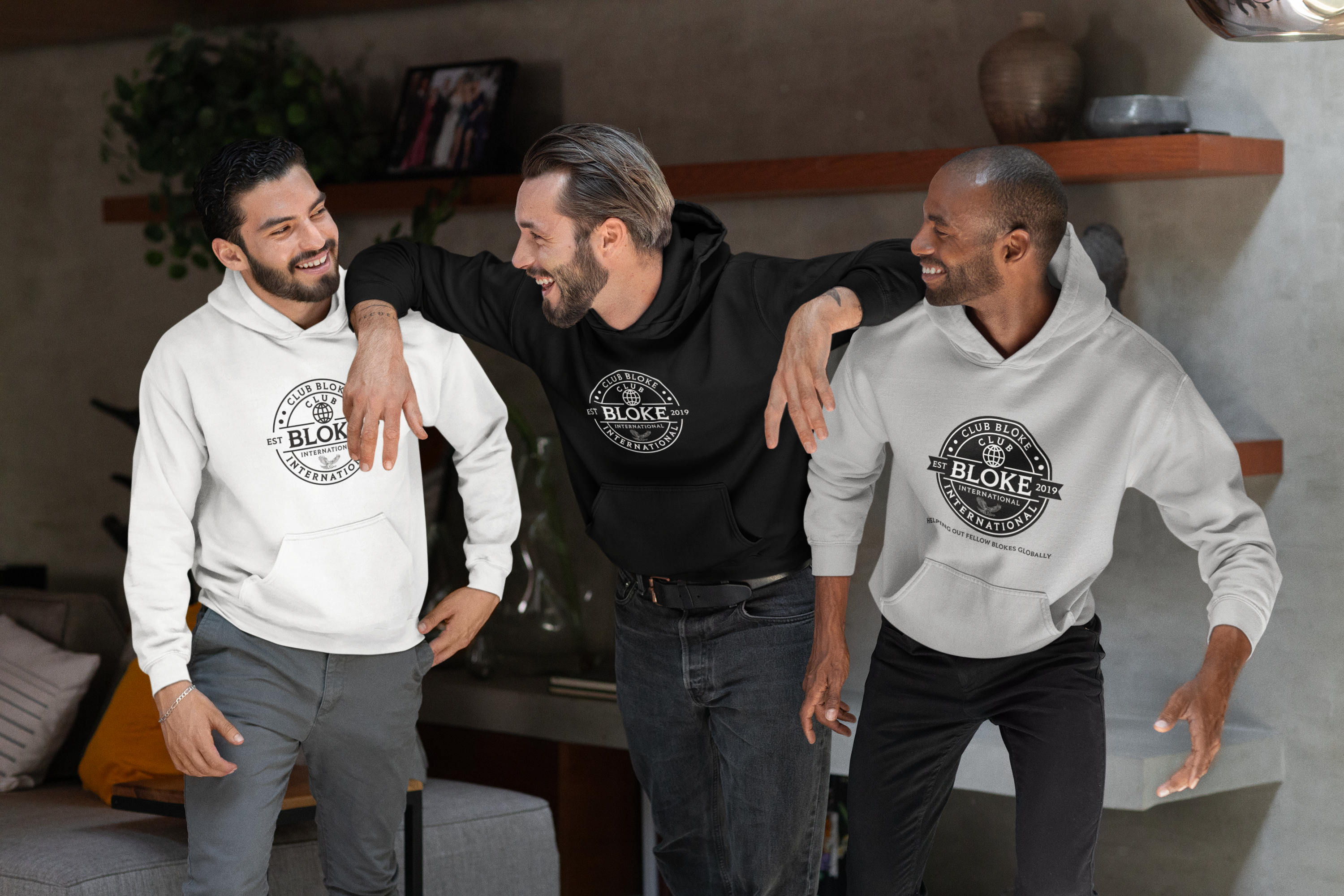 Christian family wearing Club Bloke faith-based apparel outdoors