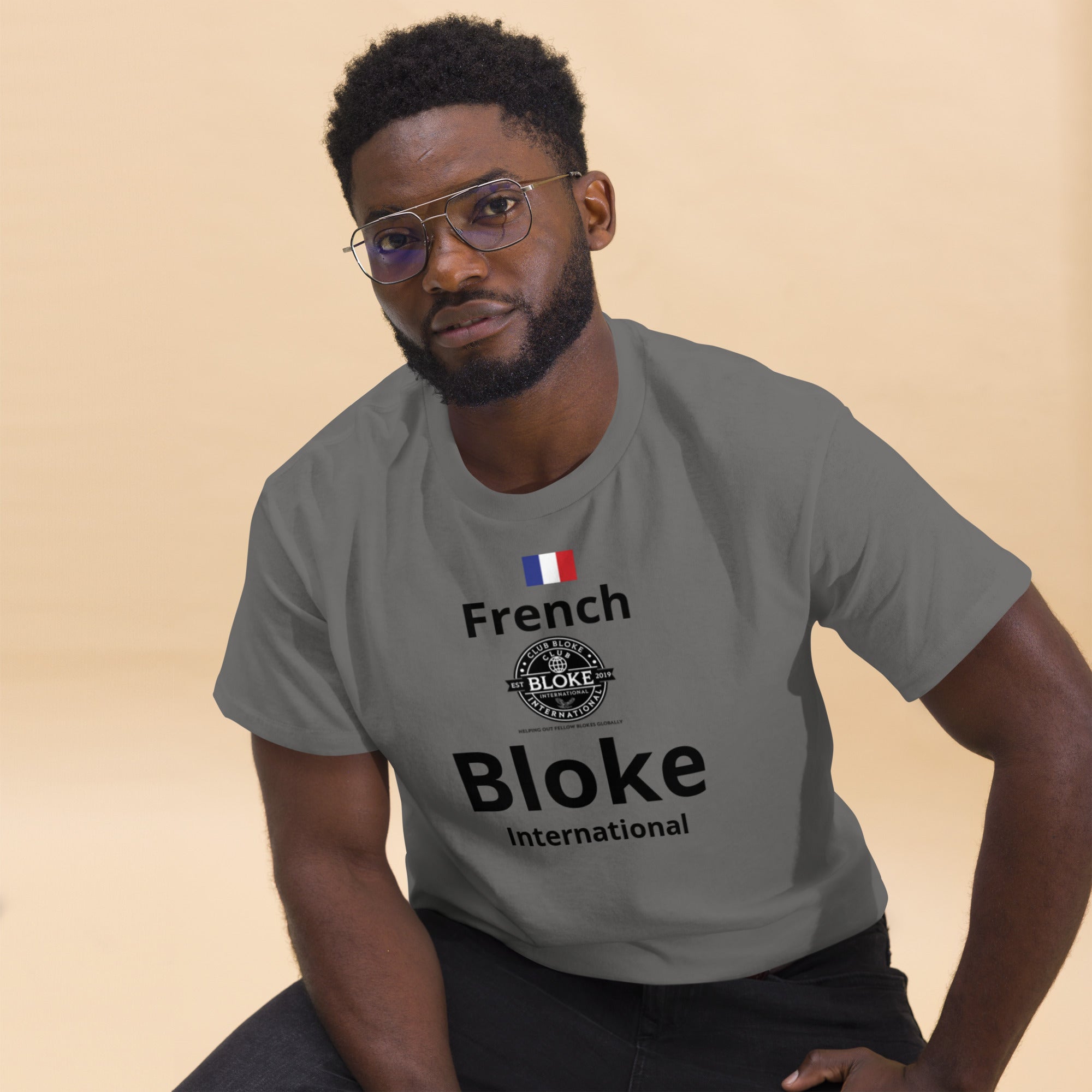 Man wearing Club Bloke graphic Christian T-shirt